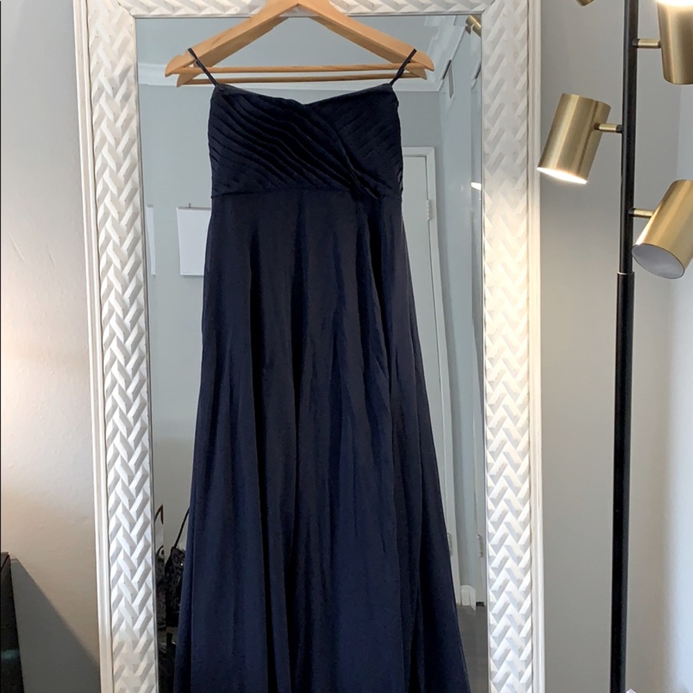 Navy strapless dress